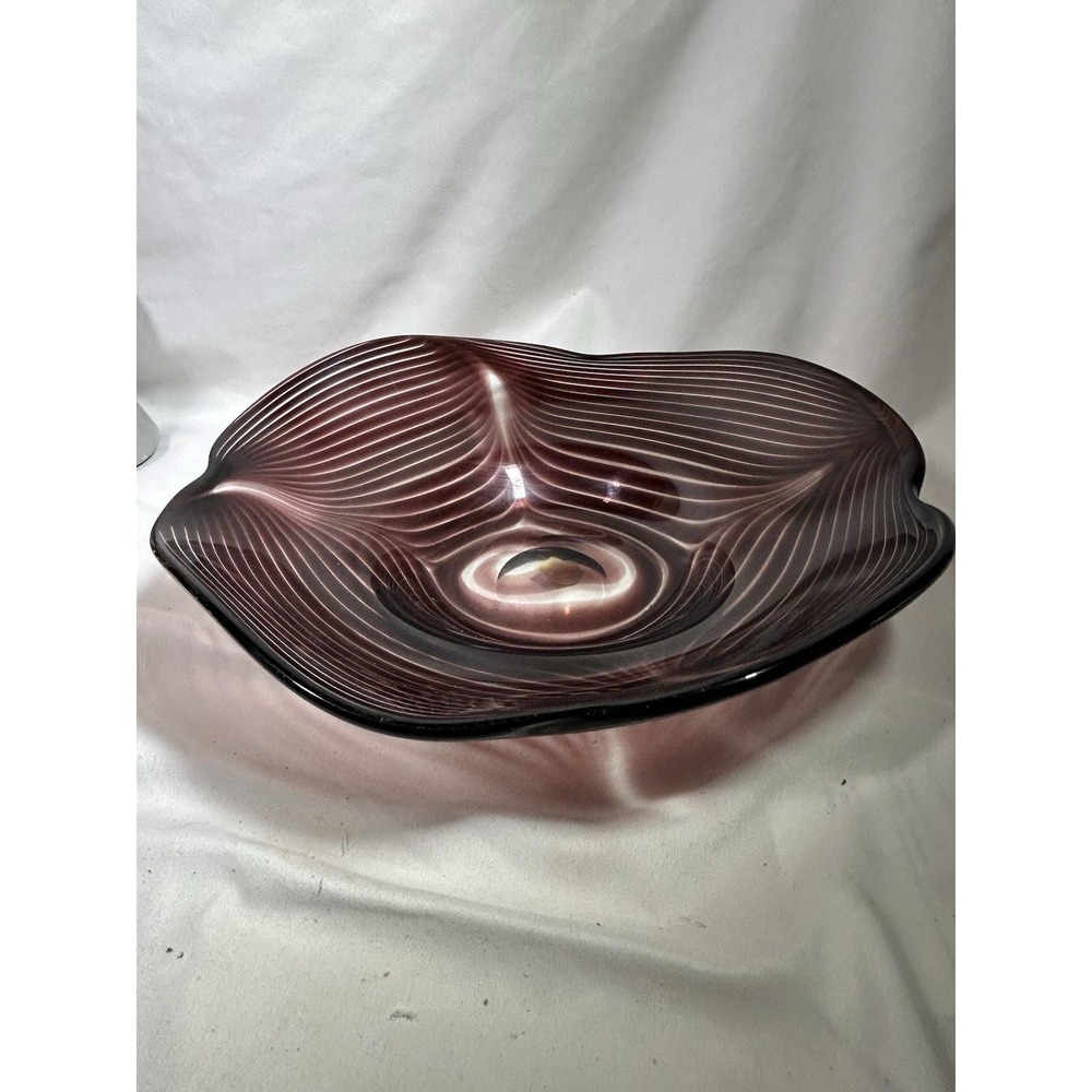 Vintage Kastrup Glas Glass Denmark Purple Wave Dish Platter MCM Mid Century